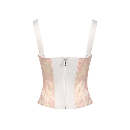 Floral Structured Bustier Top Pink White HV3037