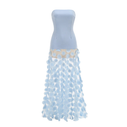 Strapless A Line Maxi Dress Light Blue HV2909