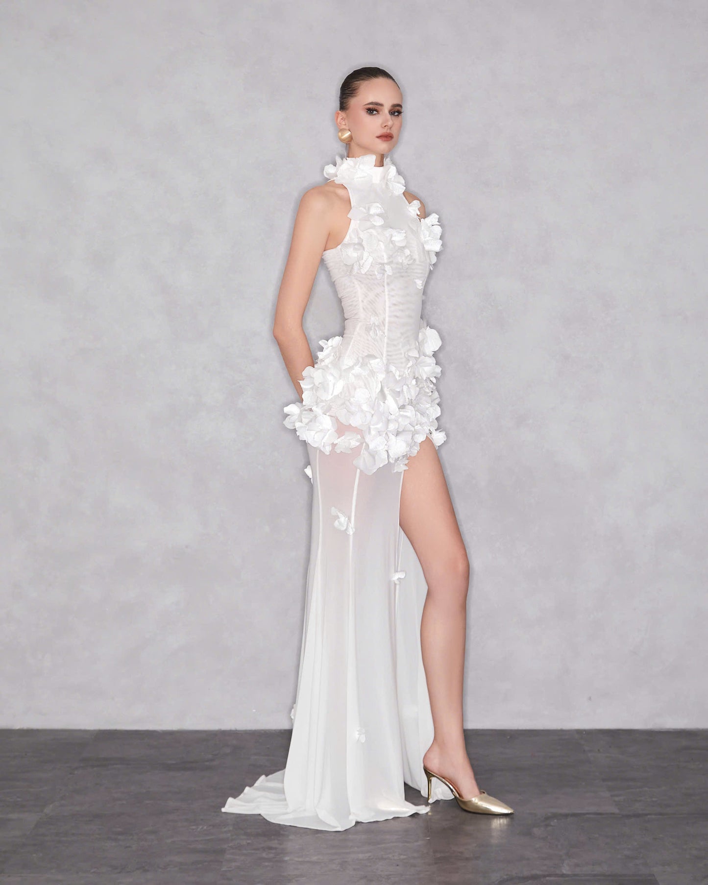 Floral Embellished Maxi Dress White HV2001