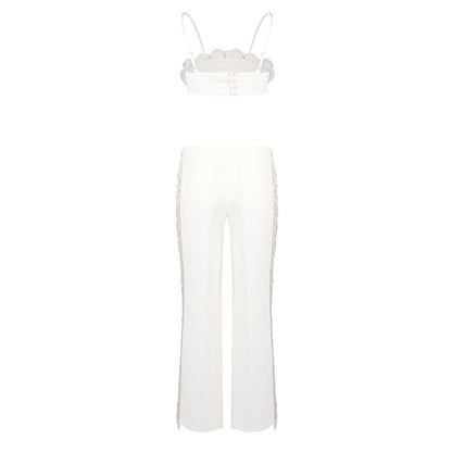 Floral Detail Two Piece Jumpsuit White HV2634