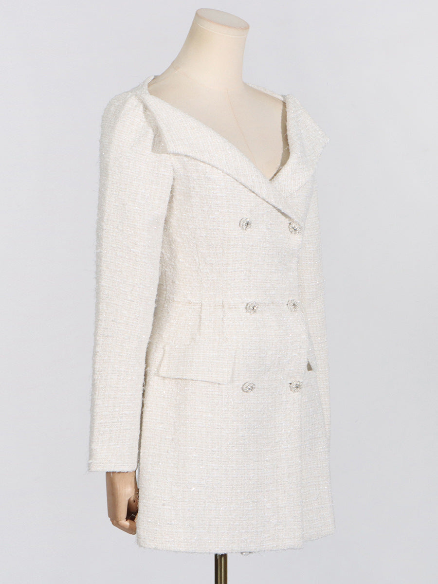 Long Sleeve Blazer Dress Ivory