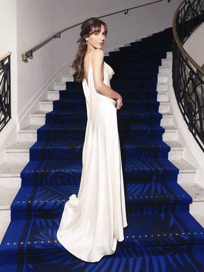 Backless A Line Maxi Dress White HV0116