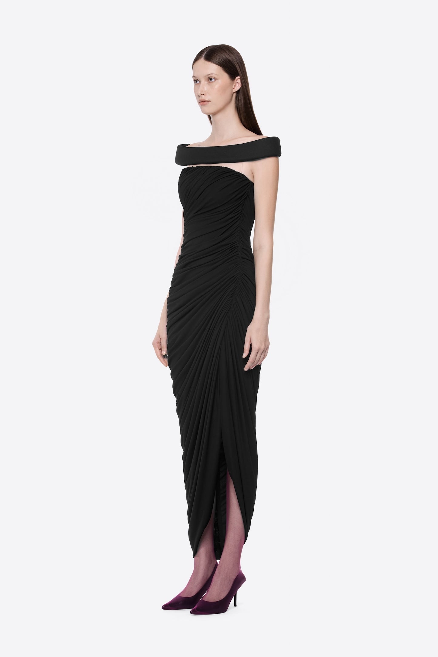Bardot Draped Mesh Insert Maxi Dress White HV0056
