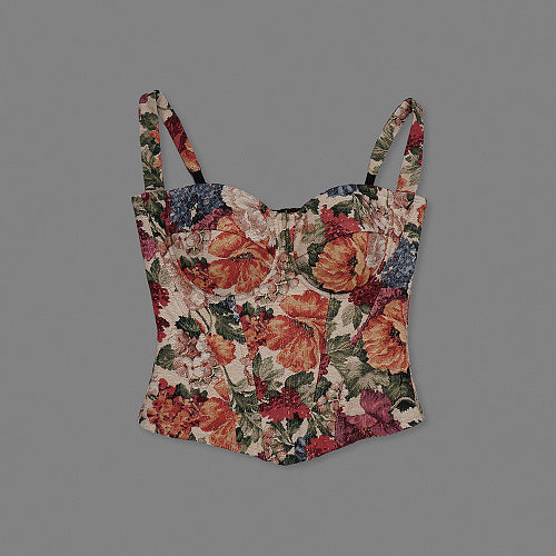 Floral Structured Bustier Top HV3038