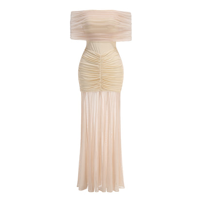 Bardot Ruched Maxi Dress Ivory HV2140
