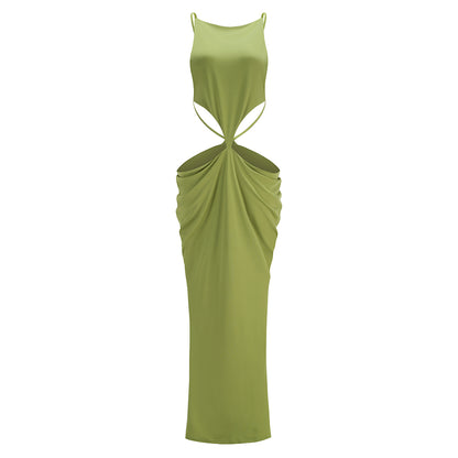 Draped Backless Maxi Dress Green HV3143