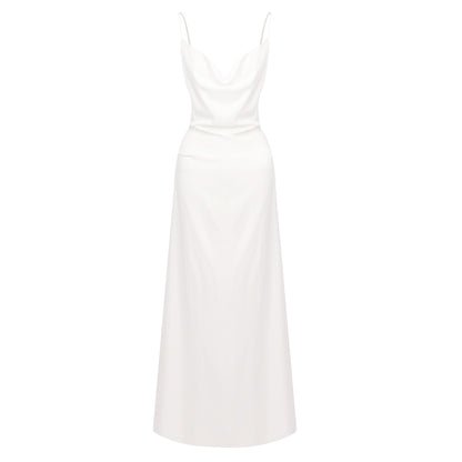 Backless A Line Maxi Dress White HV0116