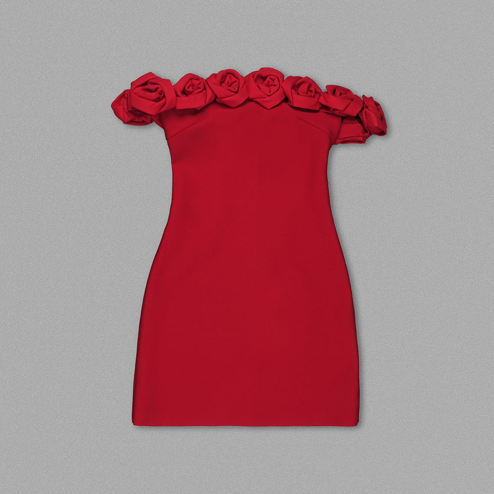 Rose Bardot Dress Red HV1153