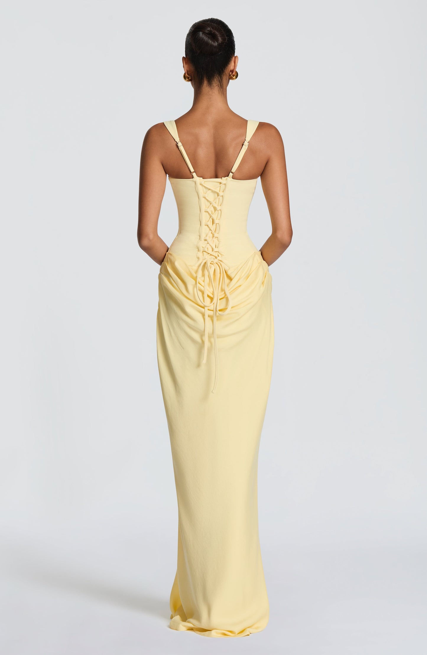 Draped Corset Maxi Dress Light Blue HV0071