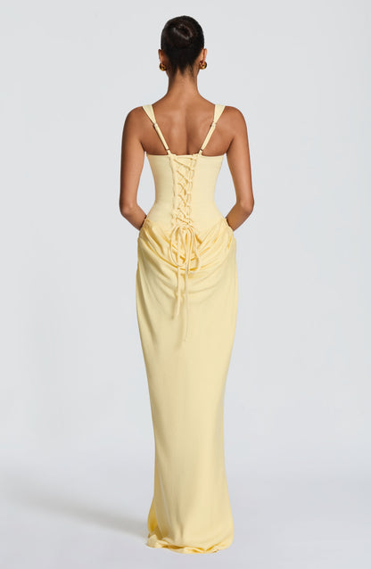 Draped Corset Maxi Dress Light Blue HV0071