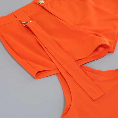 Long Sleeve Cut Out Jumpsuit Orange