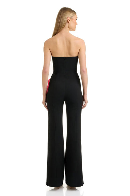 Strapless Ruffle Jumpsuit Black   HV1604