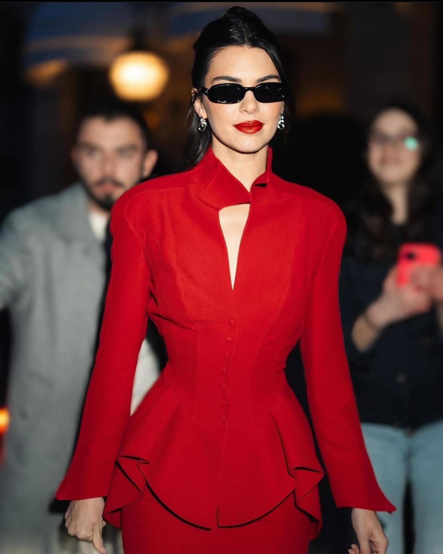 Long Sleeve Peplum Dress Red HV2635