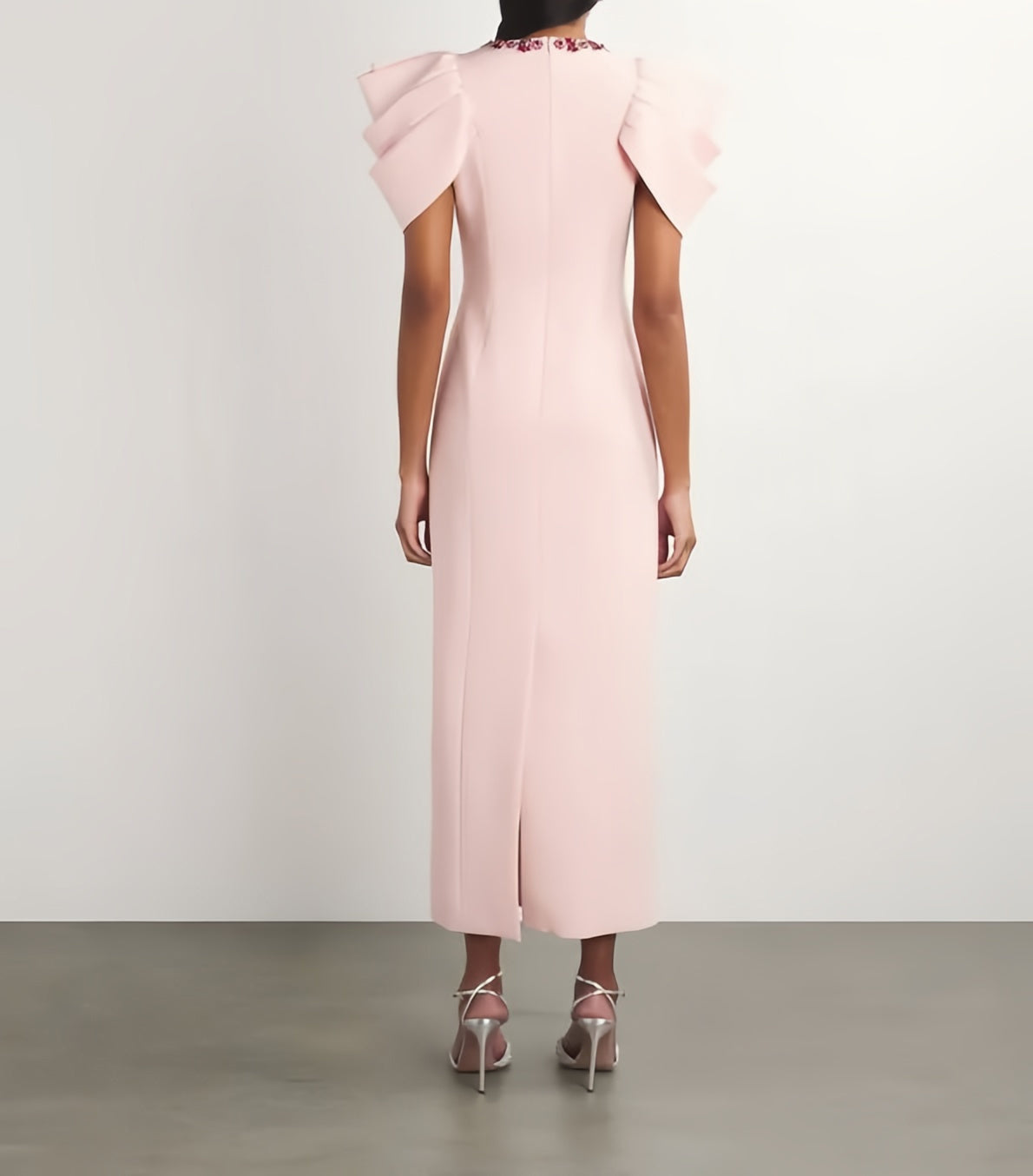 Draped Short Sleeve Crystal Maxi Dress HV2802