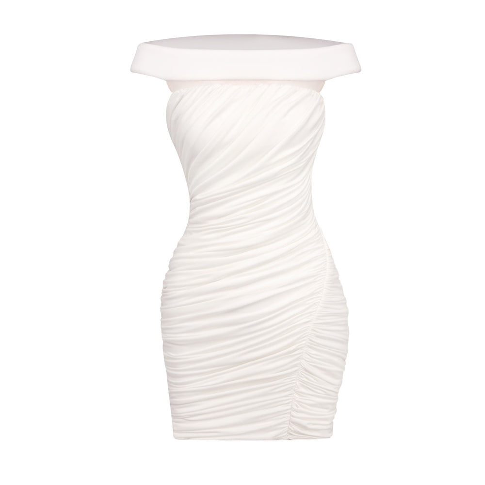Bardot Draped Dress White HV0094