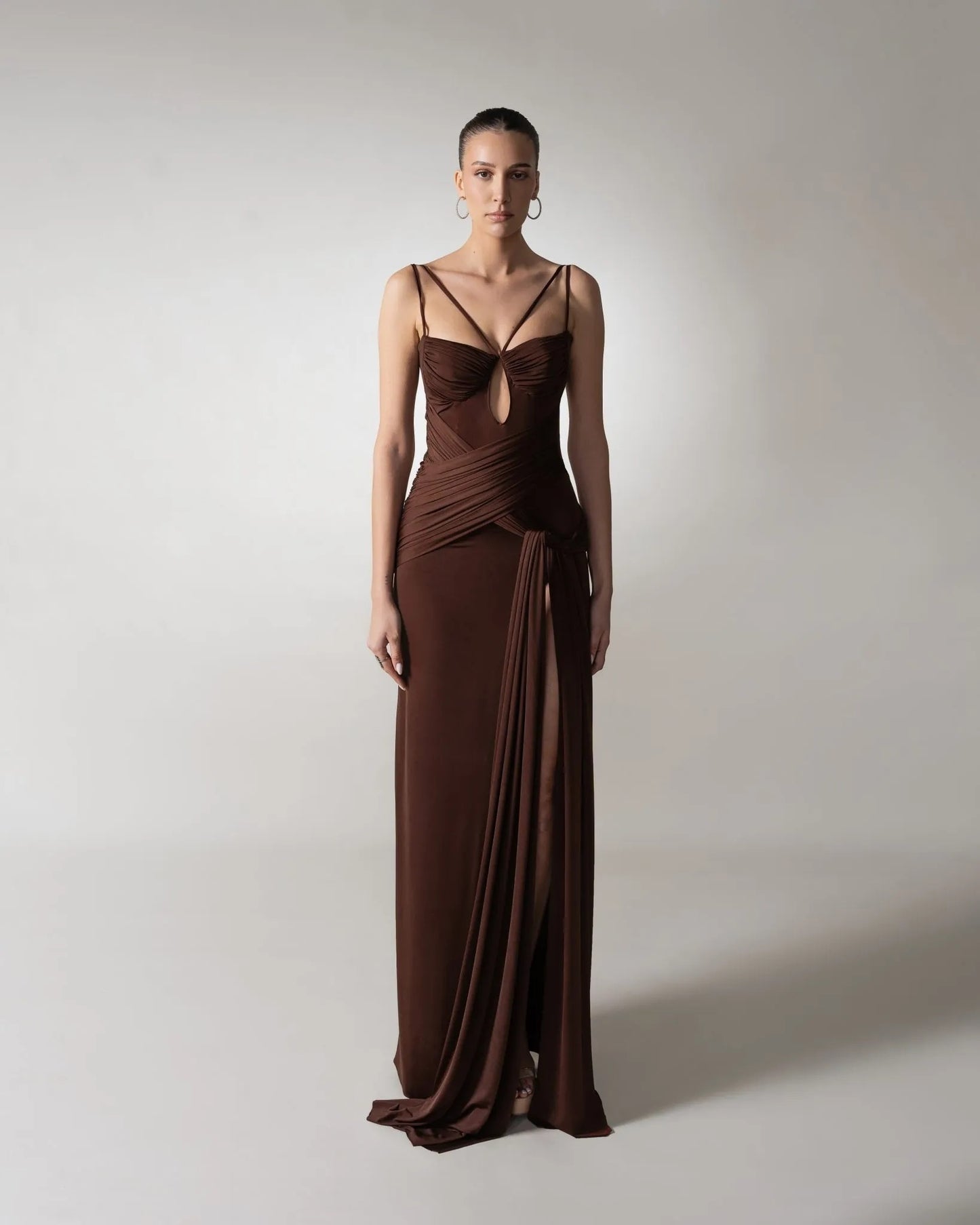Draped Maxi Dress Brown HV2647