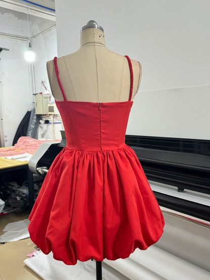 Floral Bubble Dress Red HV3075