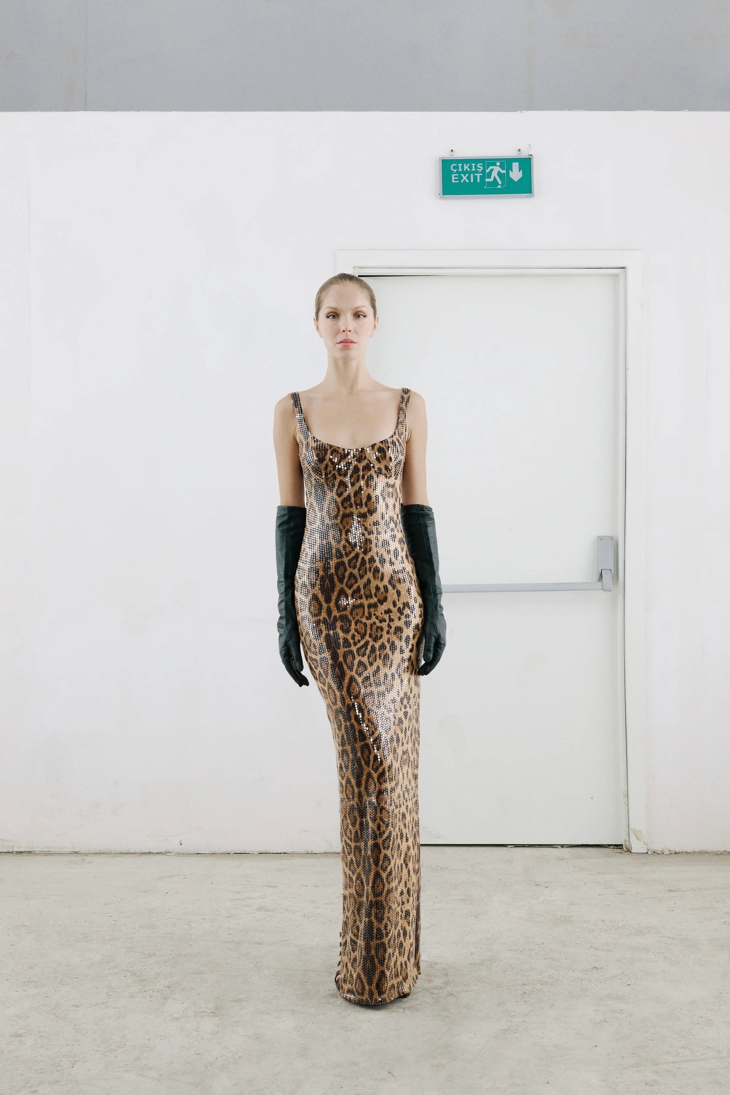 Cape Animal Print Maxi Dress HV0036