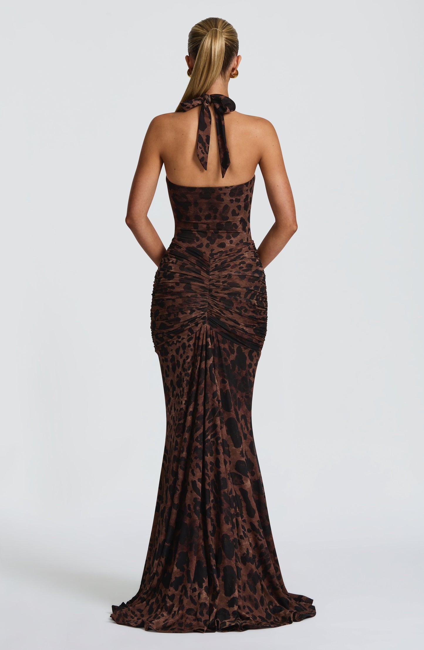 Halter Draped Maxi Dress Animal Print HV3076