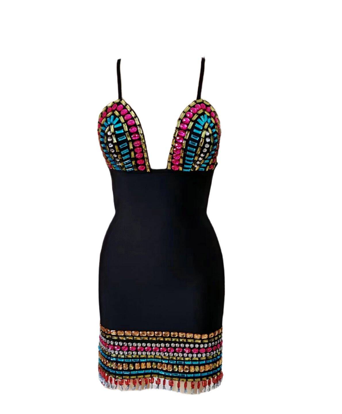 Embellished Bustier Dress Black HV1221