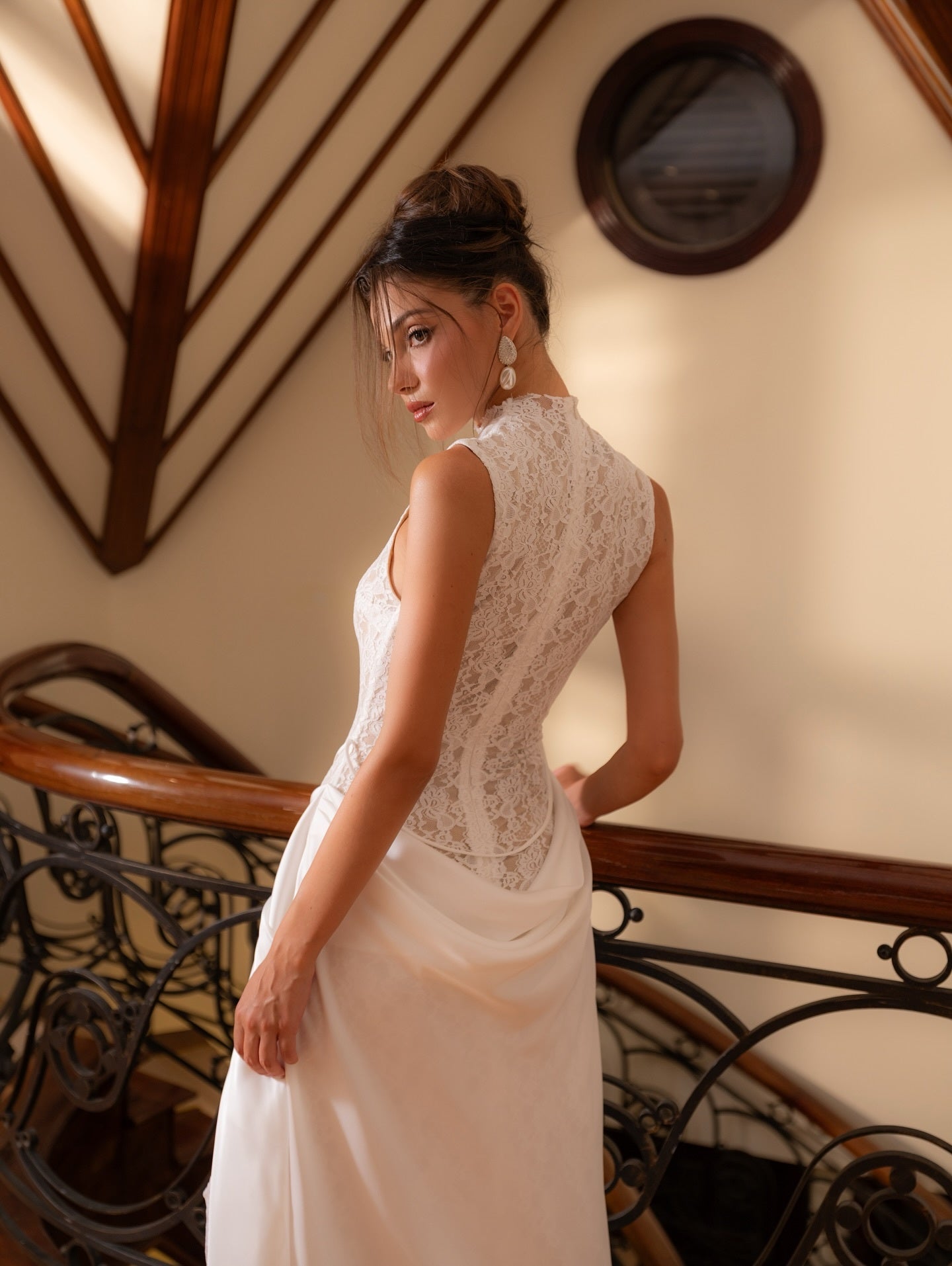 Lace Floral Maxi Dress White HV2664