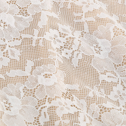 Long Sleeve Structured Lace Dress White