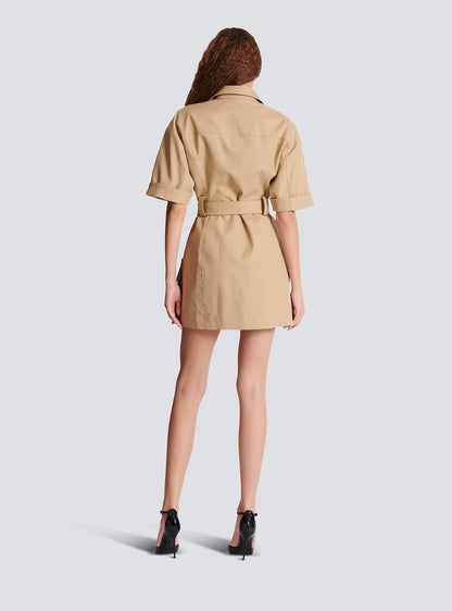 Short Sleeve Lace Up Detail Dress Came HV2748l