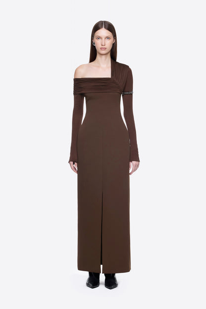 Long Sleeve Draped Detail Maxi Dress HV0057