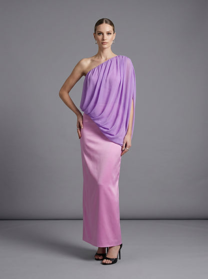One Shoulder Bubble Maxi Dress Lavender HV3090