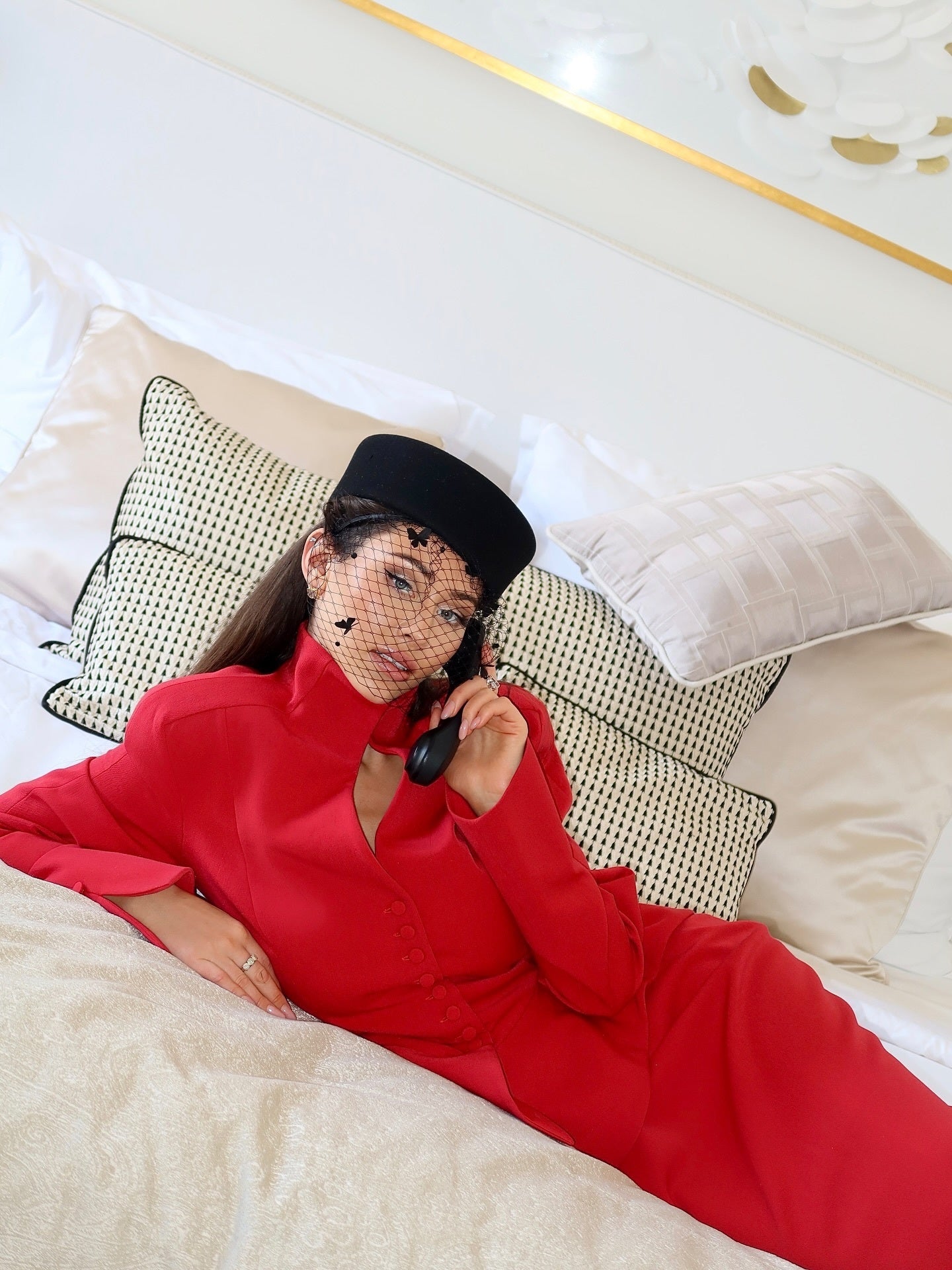 Long Sleeve Peplum Dress Red HV2635