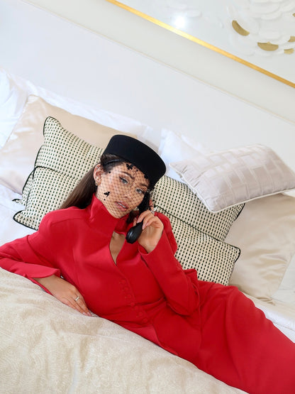 Long Sleeve Peplum Dress Red HV2635