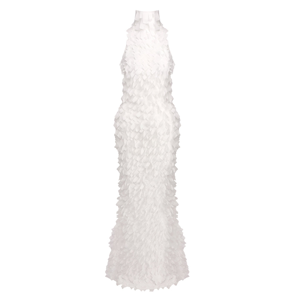 Halter Petal Detail Maxi Dress  HV0156