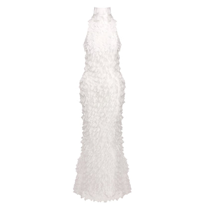 Halter Petal Detail Maxi Dress  HV0156