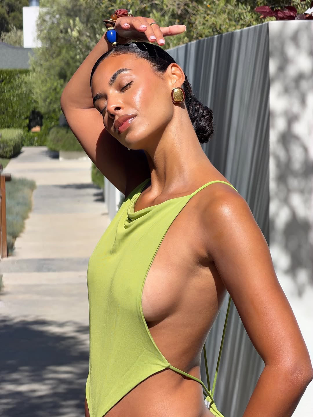 Draped Backless Maxi Dress Green HV3143
