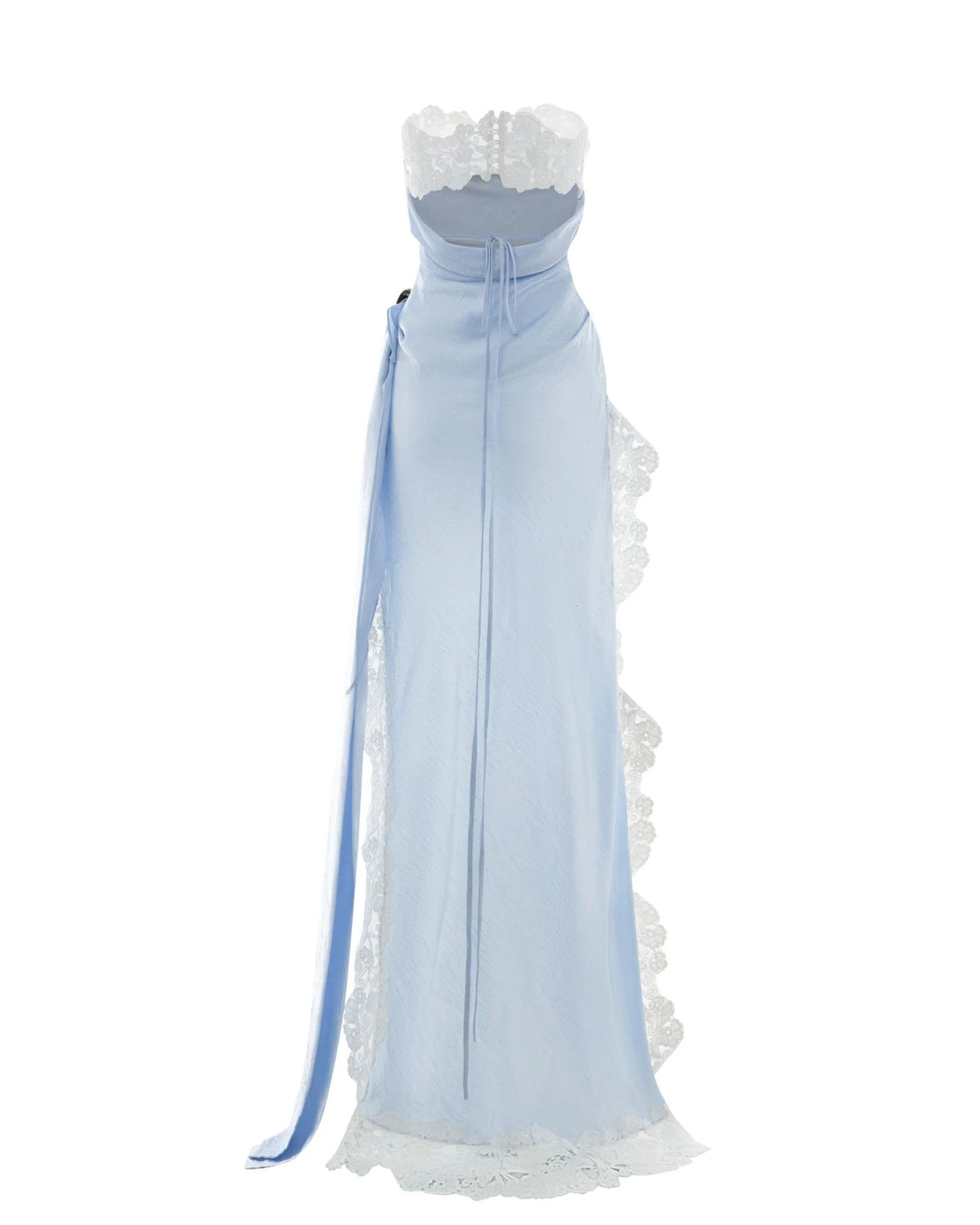 Strapless Lace Insert Maxi Dress Blue White HV3213