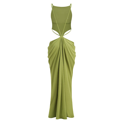 Draped Backless Maxi Dress Green HV3143