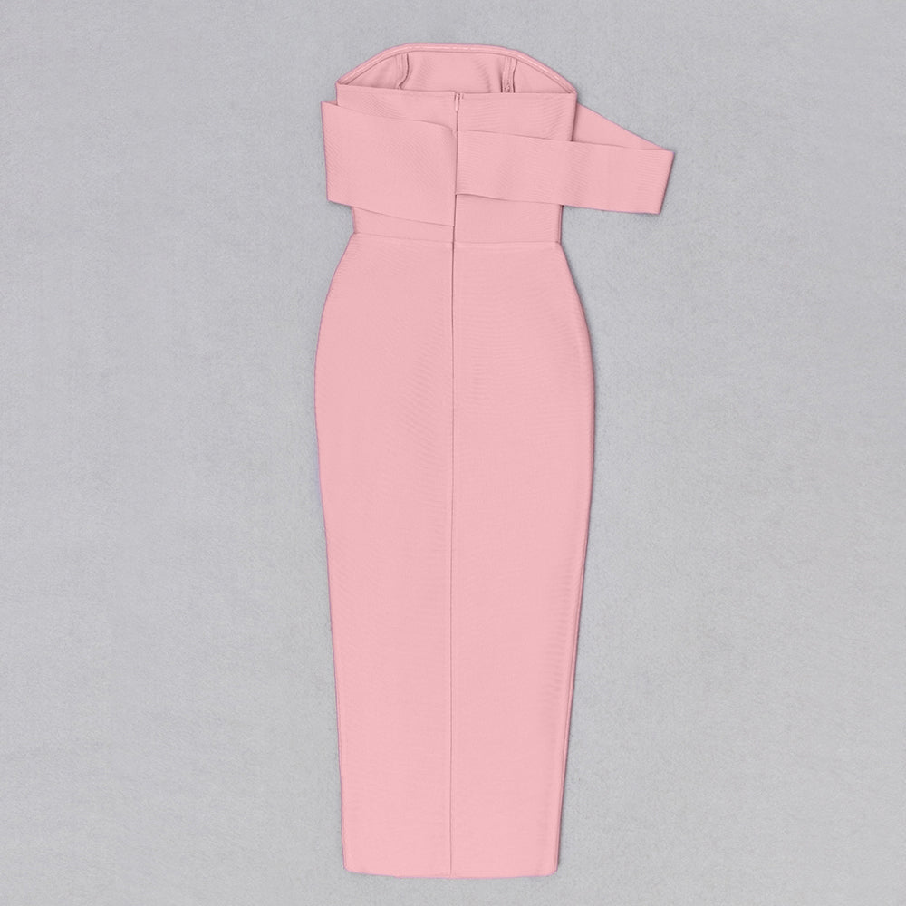 Off Shoulder Midi Dress Pink HV8507