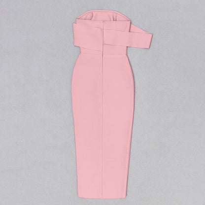 Off Shoulder Midi Dress Pink HV8507