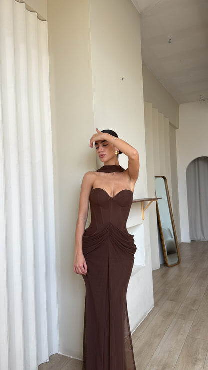 Strapless Draped Maxi Dress HV2692