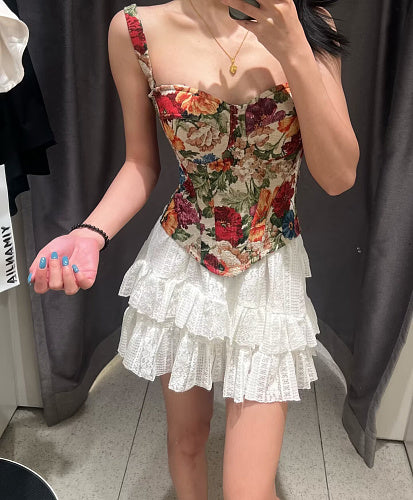 Floral Structured Bustier Top HV3038