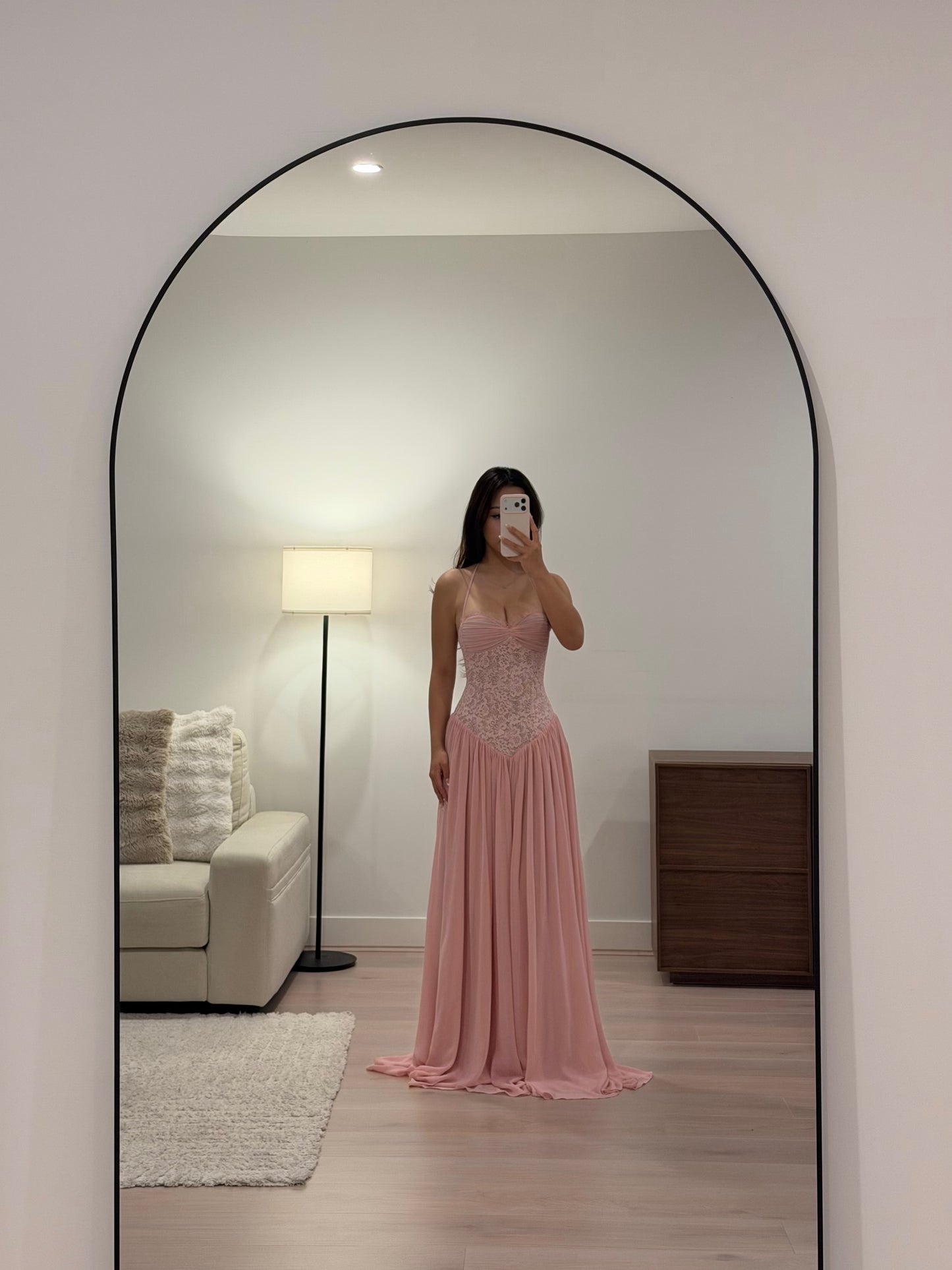 Halter Lace Corset A Line Maxi Dress HV0149