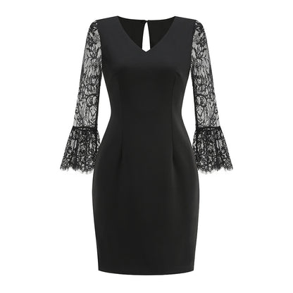 Lace Long Sleeve Dress Black HV2977