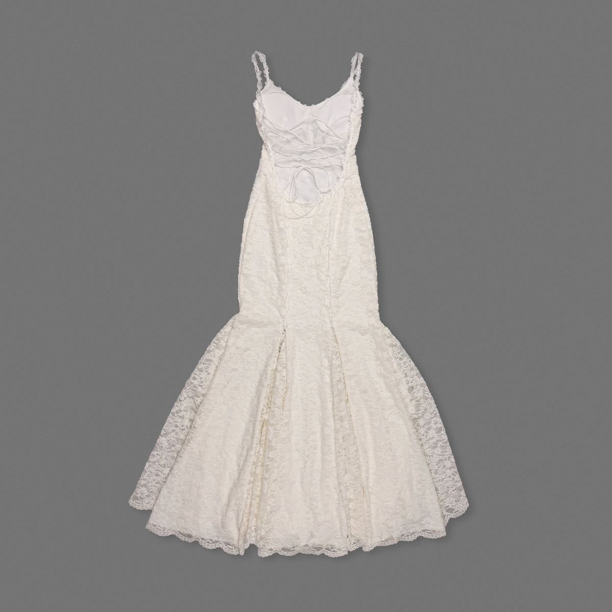 Strappy Lace Maxi Dress Ivory HV0161