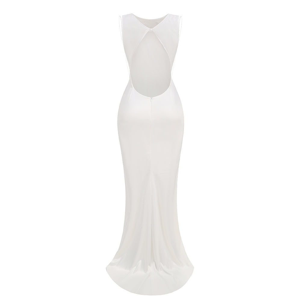 Mesh Insert Maxi Dress White HV1919