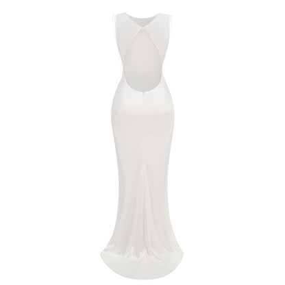 Mesh Insert Maxi Dress White HV1919