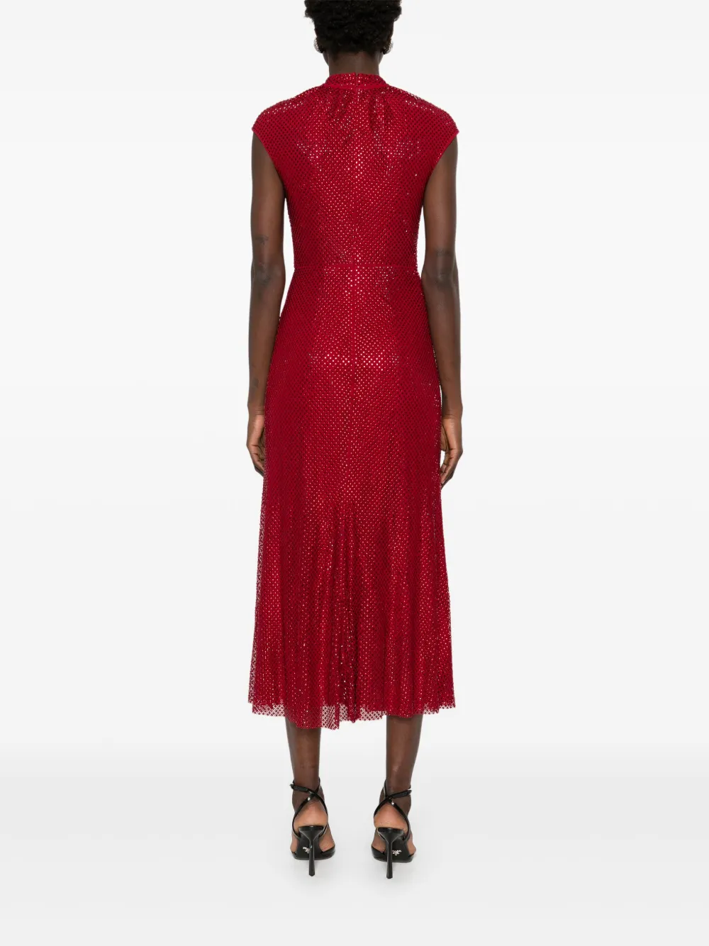 Floral Detail Sparkly Midi Dress Red HV2213