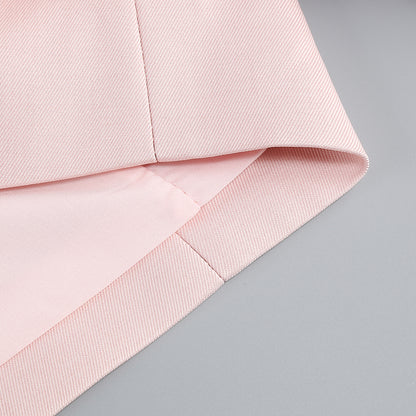 Long Sleeve Feather Two Piece Dress Pink HV1261