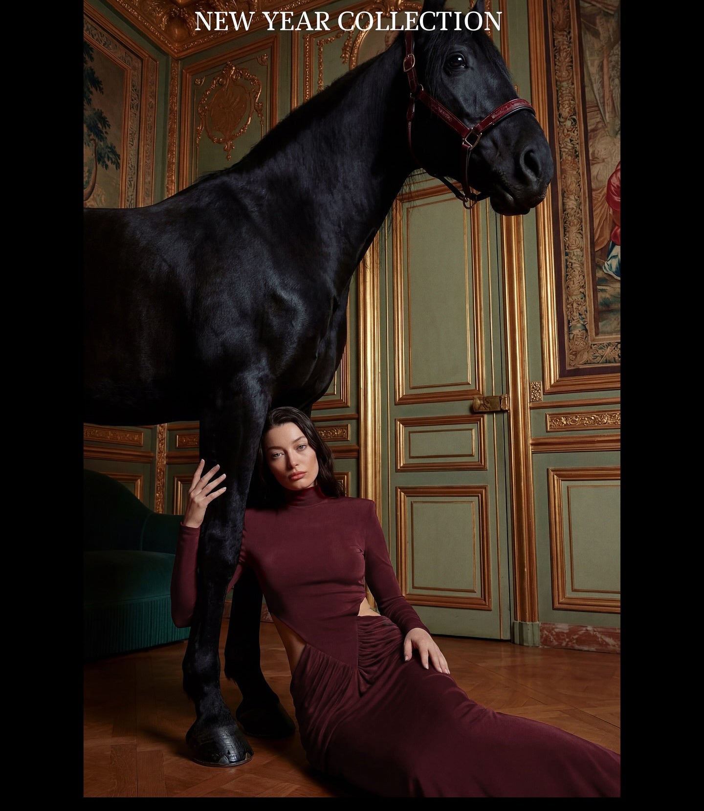 Long Sleeve Draped Cut Out Detail Maxi Dress Burgundy HV2675