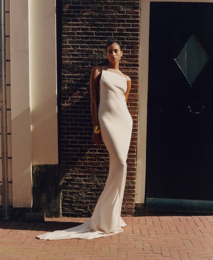 Mesh Insert Maxi Dress White HV1919