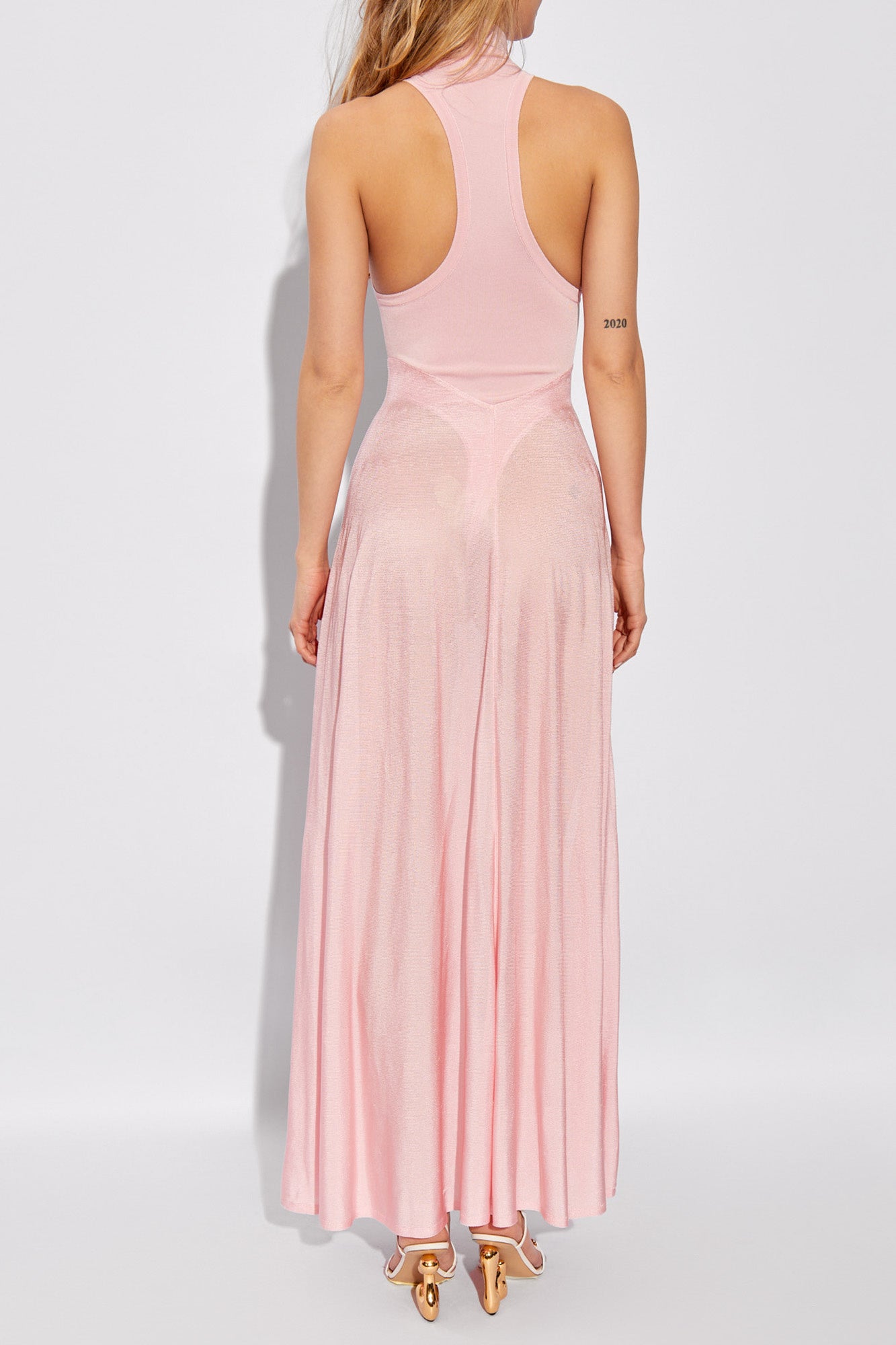 Halter A Line Maxi Dress Pink HV1567